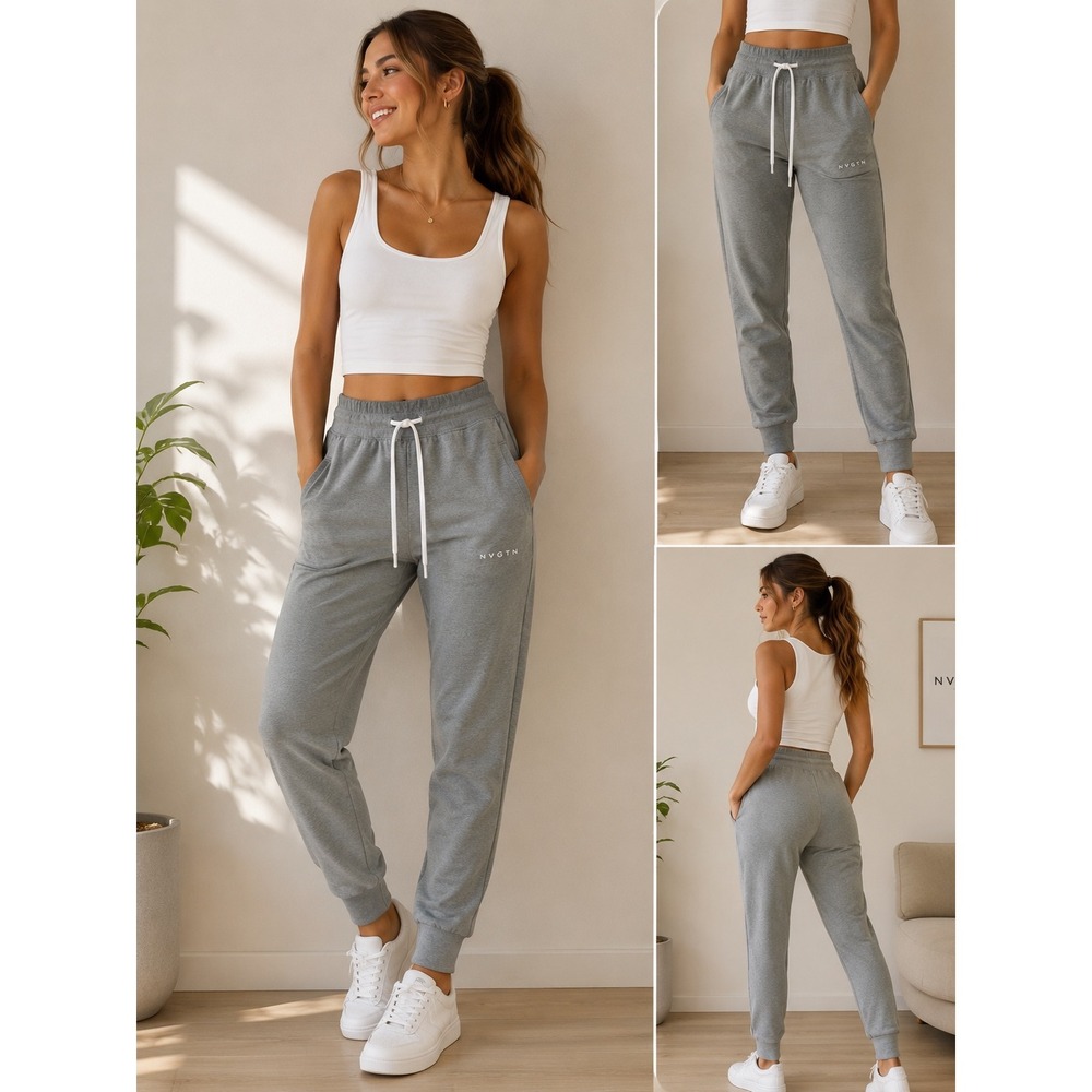 NVGTN Womens Signature Joggers Heather Gray High Waisted Athletic Pants XS